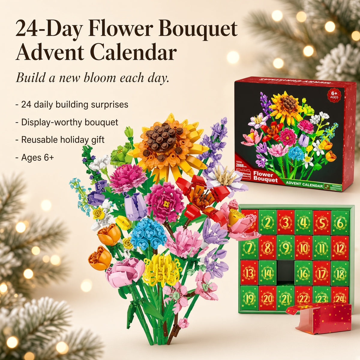24-Day Flower Building Blocks Advent Calendar